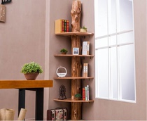 Floor simple modern solid wood tree bookshelf shelf creative living room wooden pile shelf small bookshelf multi-layer bookcase