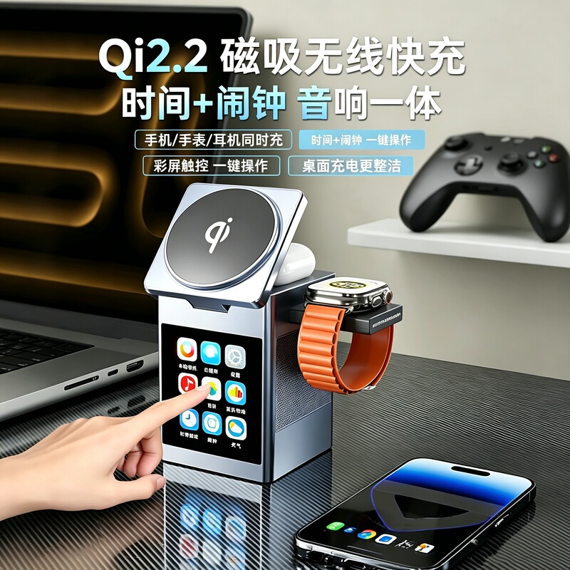 Qi2.2 Magnetic Wireless Charger Is Suitable for Apple 16 Mobile Phones, iPhone 17 Pro Max, Headphones, Apple Watch S11, Desktop Charging Station, Bluetooth Speaker, Three-In-One Fast Charging Stand Qi2.2 Magnetic Wireless Charger Is Suitable for Apple 16 Mobile Phones, iPhone 17 Pro Max, Headphones, Apple Watch S11, Desktop Charging Station, Bluetooth Speaker, Three-In-One Fast Charging Stand