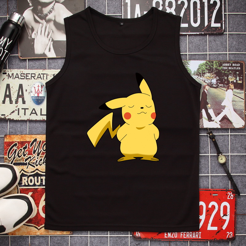 Pokemon Pikachu tay t-shirt Pokemon Pokemon chàng trai mất đang lớn lưới lưới vest