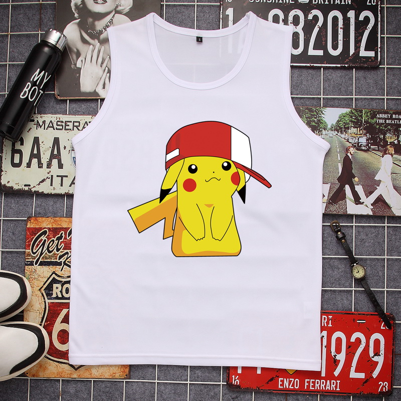 Pokemon Pikachu tay t-shirt Pokemon Pokemon chàng trai mất đang lớn lưới lưới vest