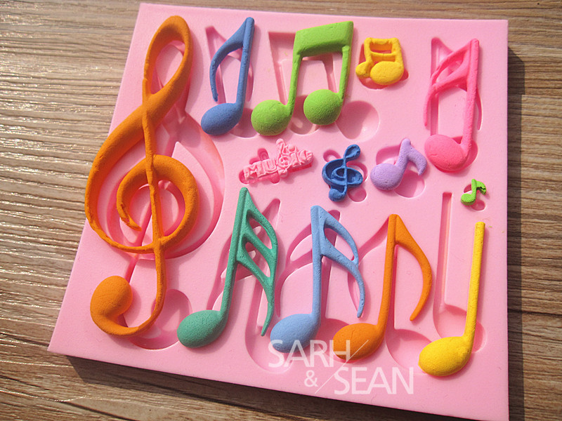 Tự làm sô cô la lưu ý stprint âm nhạc biểu tượng mô hình silicone bánh nướng trang trí khuôn fondant khuôn bánh nhúng