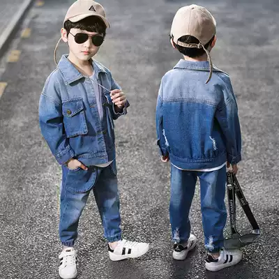 Children's clothing boys spring suit 2021 new children Korean version of foreign school boy boy cowboy two-piece tide