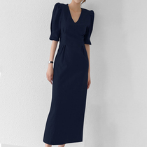 Mapping * Hong Kong light luxury womens summer 2021 thin waist temperament commuter high-end professional dress