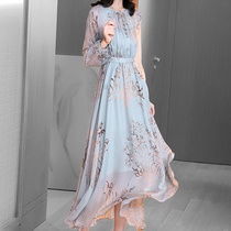 Mapping * Hong Kong light luxury women 2021 New socialite temperament high waist slim chiffon print dress