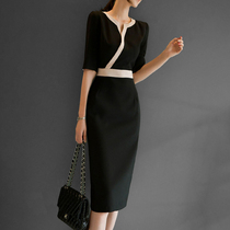 Mapping * Hong Kong light luxury women Summer new high-end professional wear OL workplace temperament goddess fan dress