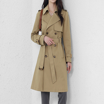 Mapping * Hong Kong light luxury slim slim waist women long style English suit trench coat coat top