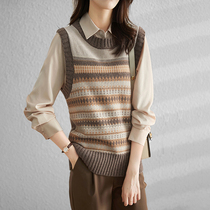 Mapping * Hong Kong Light Luxury Slim Slim Women 2021 Autumn Top Striped Low Neck Pullover Knit