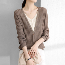 Mapping * Hong Kong light extravagant slim women 2021 autumn top solid color V-neck sweater