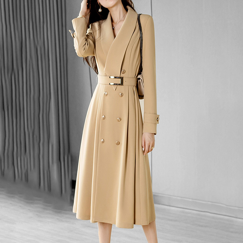 Mapping * Hong Kong light and luxurious with slim waist and women's clothing 2022 Fashion temperament button Lacing Windcoat Jacket