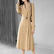 Mapping * Hong Kong light luxury slim slim waist women 2021 fashion temperament button lace up windbreaker coat