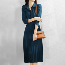 Mapping Hong Kong Light Extravagant Style Collection Waist Display Slim Shirt Long Sleeve Dress Dress Woman Fashion Long pleasant-style pleasanum