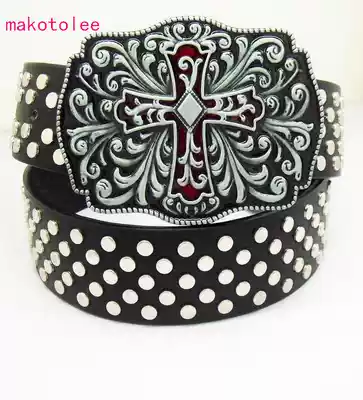 Punk men's belt personality belt hipster belt cross rivet nightclub Korean slacks with tacks