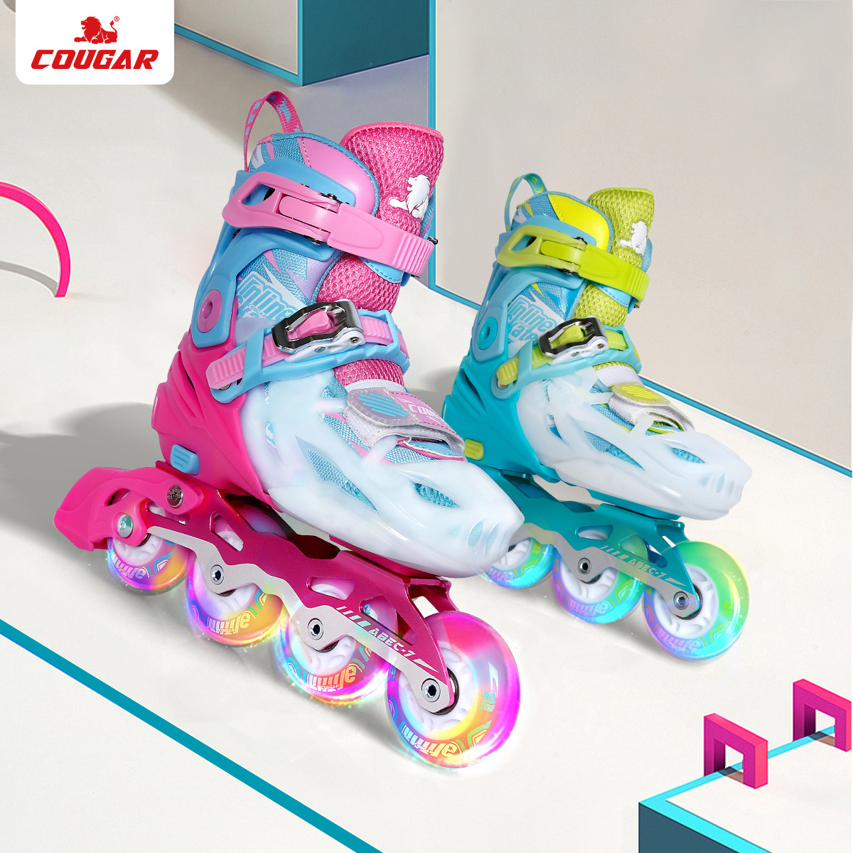 Cougar Roller Skates Kids Beginner Set Professional Brand Official Boys and Girls Skates Kids Roller Skates