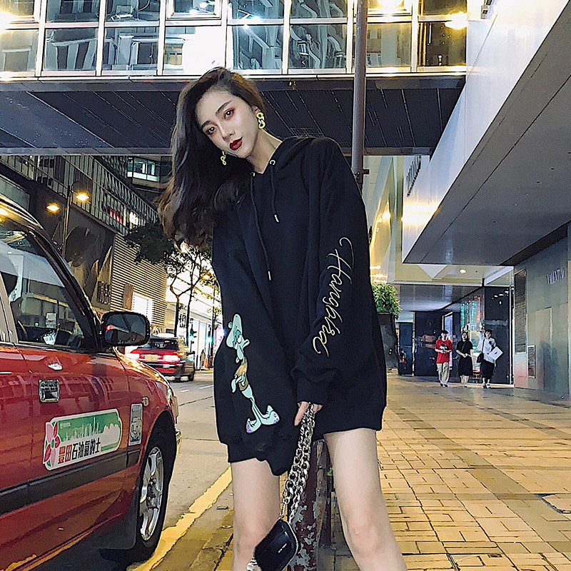 Hong Kong Tide Brand Loose Slim Hooded Sweatshirt Women's 2022 Spring and Autumn New Women's Fashion Medium Long Edition Top Jacket