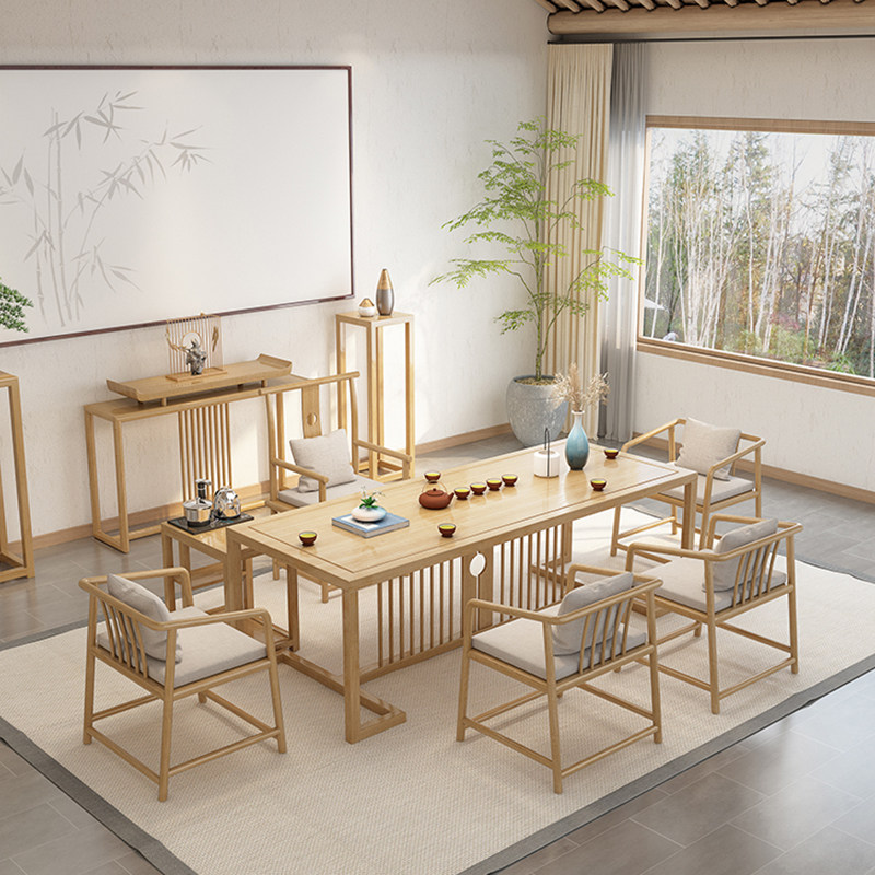 Tea table and chair combination new Chinese style solid wood kung fu tea table antique Zen coffee table simple modern tea ceremony tea table