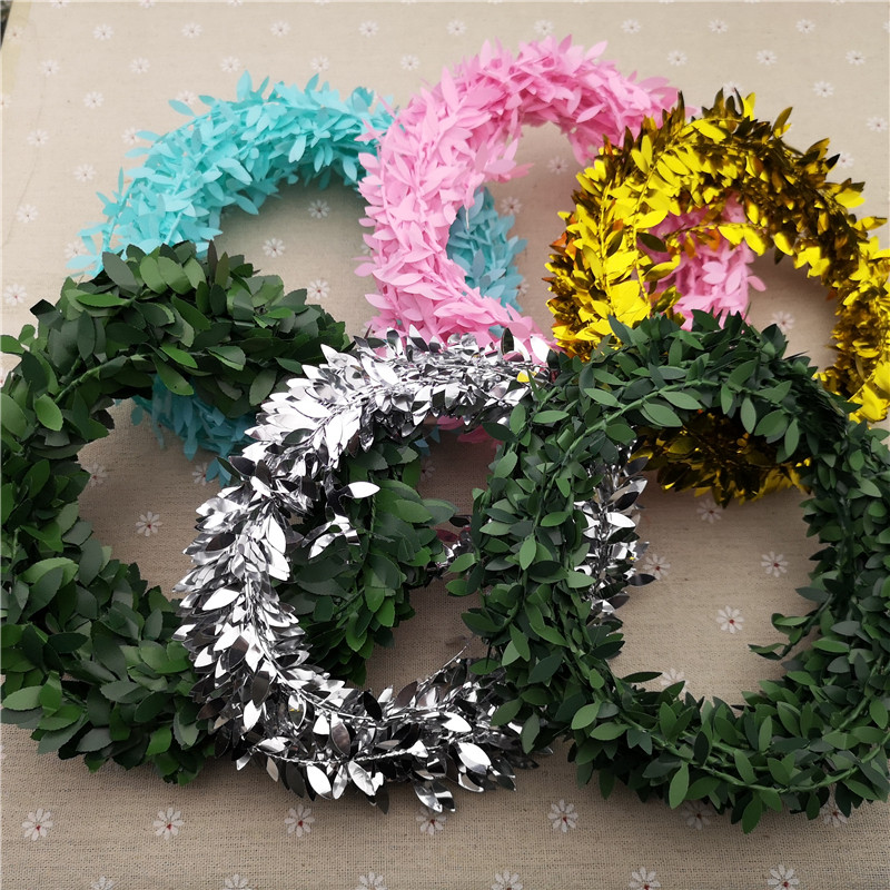 Garland material candy box accessories Christmas DIY simulation leaf leaf cane green gold silver handmade