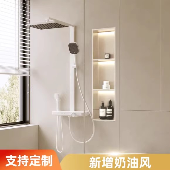 奶油风不锈钢壁龛浴室嵌入式金属置物柜定制卫生间墙上收纳柜成品