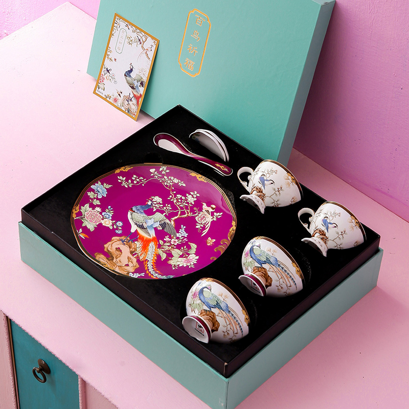 Tableware kit wedding gift porcelain set bowl plates light key-2 luxury home ipads China cups dishes housewarming gift set