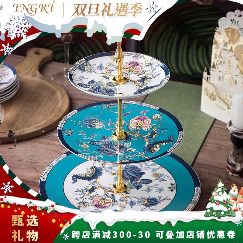 European-style afternoon tea snack rack light luxury creative snack tableware home ceramic tray multi-layer snack plate candy plate