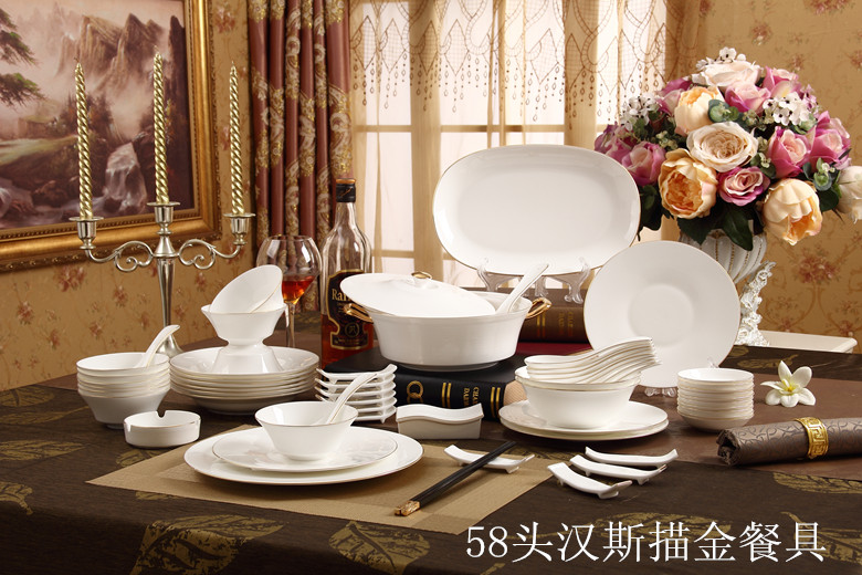 Ingrid tableware suit 48 skull bowls creative ceramic Hans grain disc European porcelain plate