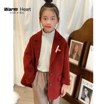 Heavy New 2021 boys and girls double-sided cashmere coat childrens autumn and winter woolen foreign childrens clothing woolen coat