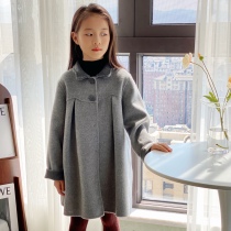 Niche retro Australian imported girl double-sided cashmere coat autumn and winter new childrens woolen foreign coat
