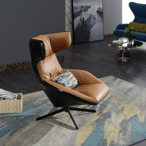 Simple leather art sofa simple modern light luxury comfortable lazy sofa leisure chair creative balcony living room bedroom chair