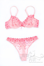 02 European and American embroidery lace mesh yarn ultra-thin transparency sensation temptation No sponge lingerie bra can fit T-pants suit
