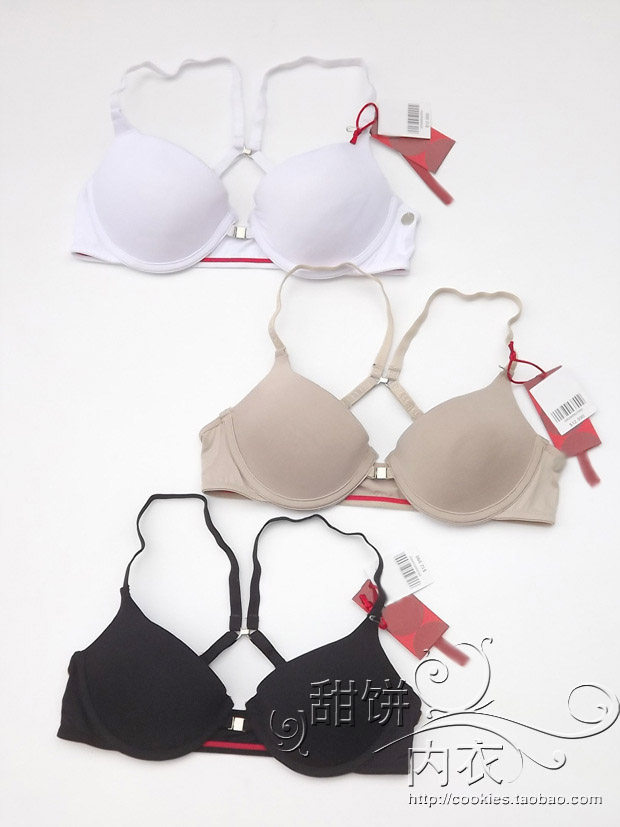 74 European and American basic thin thick front buckle bra X-shaped shoulder strap comfortable glossy ladies underwear bra