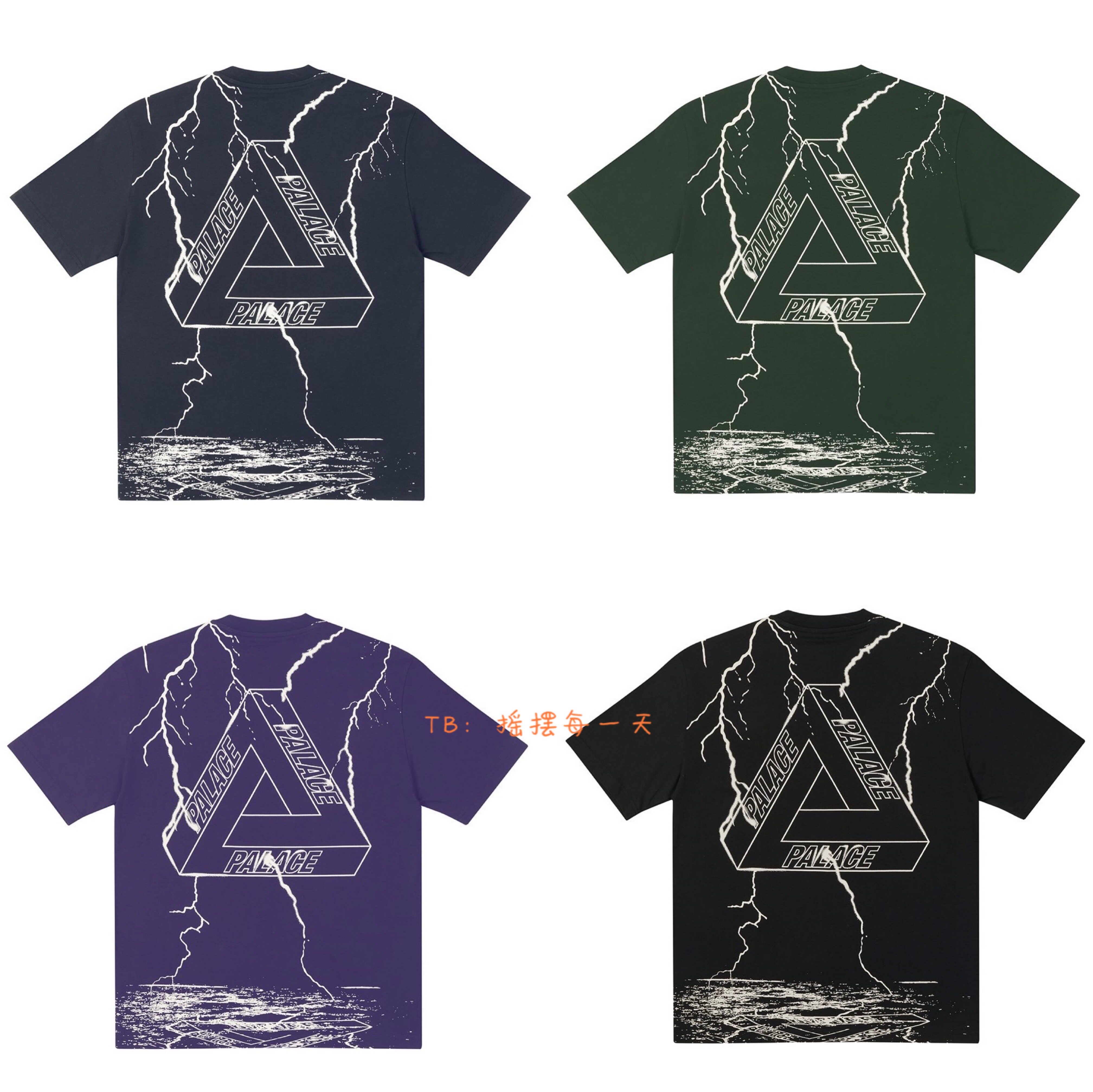 (Spot) PALACE TRI-STRAKE T-SHIRT Lightning Triangle Short Sleeve T-shirt