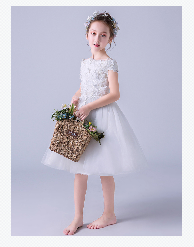 Cô gái từ vai công chúa váy cưới trẻ em chủ nhà trang phục piano hoa cô gái váy dạ hội catwalk sợi mịn váy dự tiệc trẻ em cao cấp