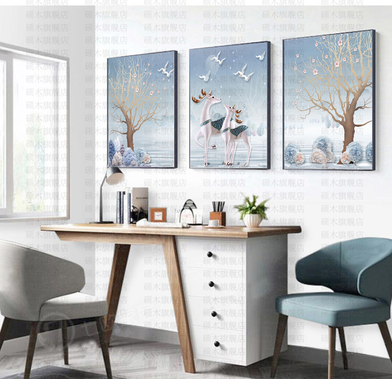 kim cương 5D sơn phòng khách đầy kim cương cross stitch 2019 mới miếng nhỏ của bộ ba nề dot dán nhỏ nai sừng tấm phòng ngủ - Công cụ & phụ kiện Cross-stitch tranh thêu chữ thập chỉ lụa