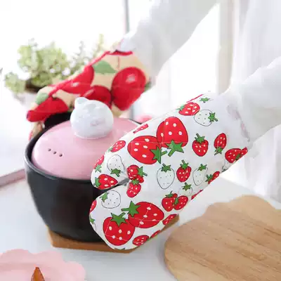 Thickened heat insulation microwave oven special baking gloves Creative kitchen non-slip high temperature resistant anti-scalding gloves