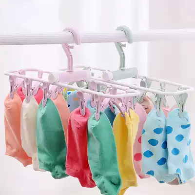 Multifunctional windproof folding drying rack clip Underwear socks drying rack Children's plastic drying rack