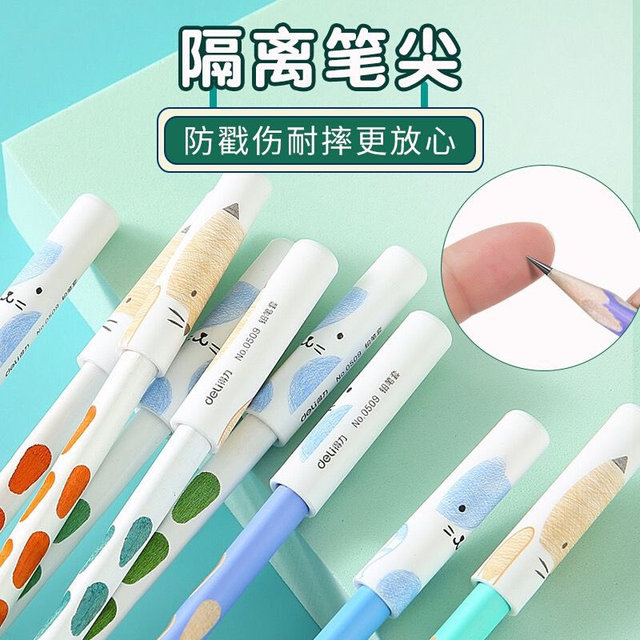Deli Pencil Cover Personalized Customized Pen Cap Elementary School ໂຮງຮຽນອະນຸບານ Lettering Pencil Protective Cover Pencil Cover Cartoon
