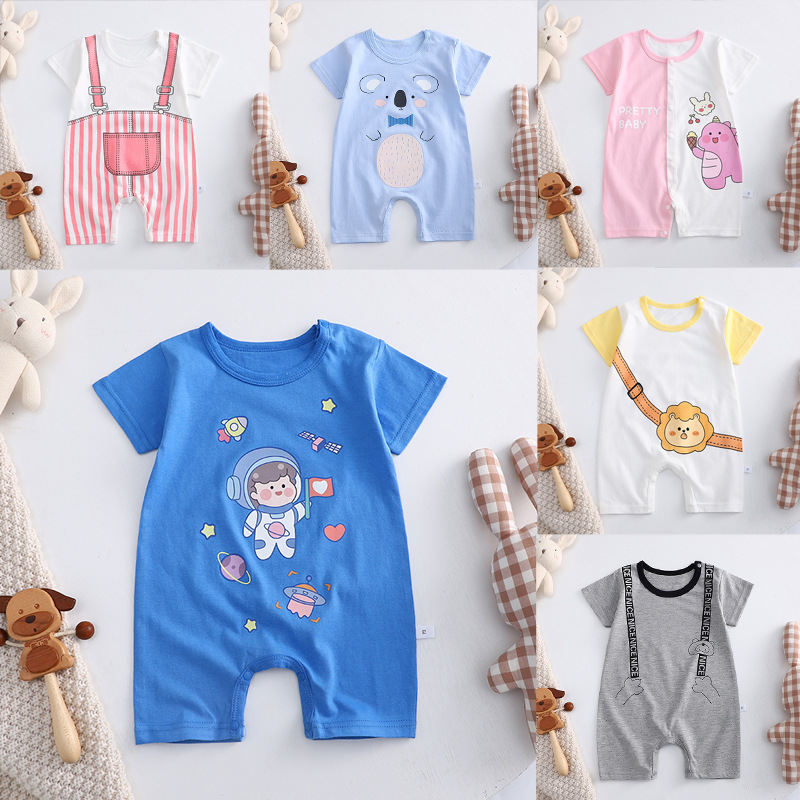 2022 baby romper pure cotton summer new Korean version boy baby thin section female short-sleeved children's jumpsuit romper