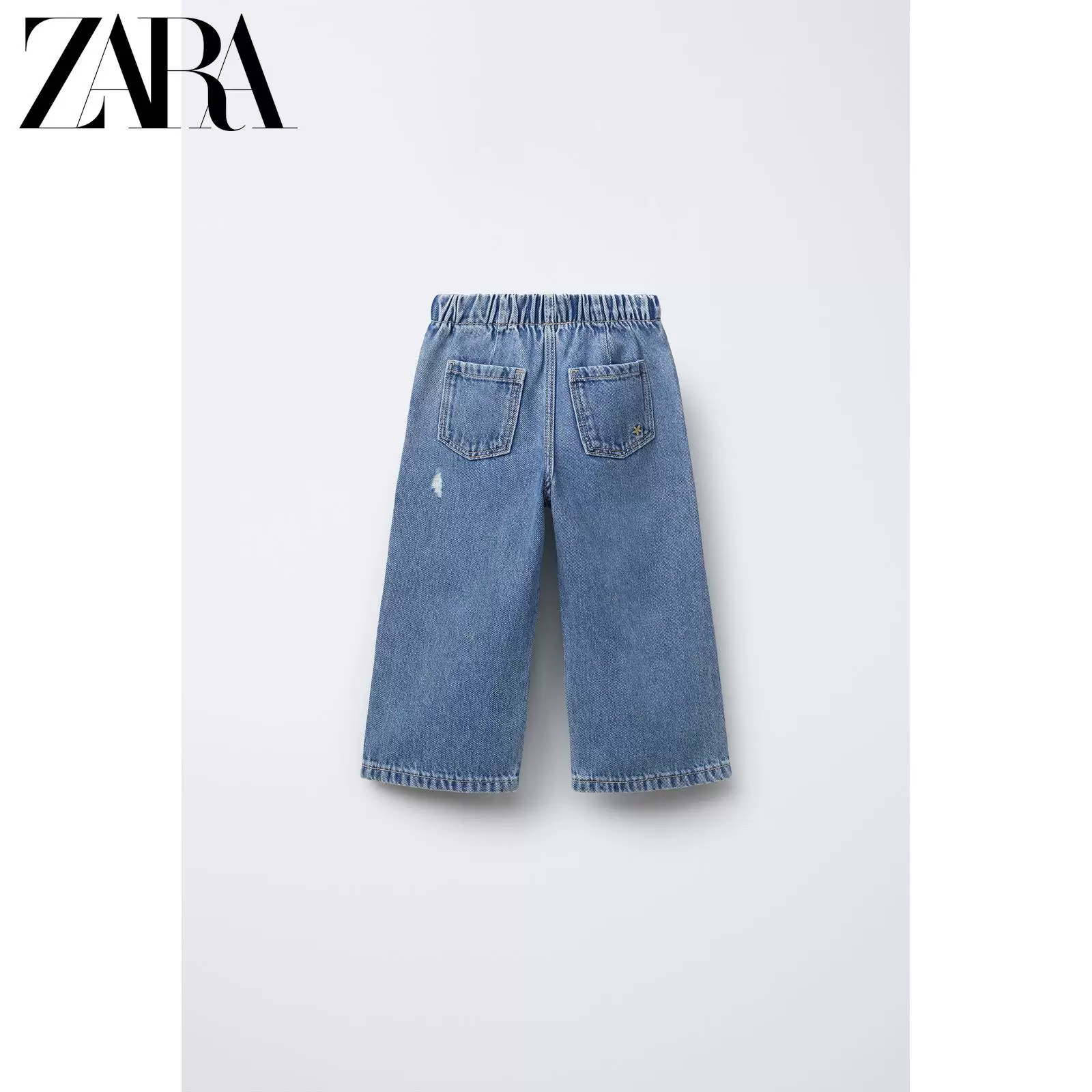 ZARA 2026 год весна-лето новые поступления, девочки и малыши, рваные и элегантные свободные широкие джинсы 8727602 427