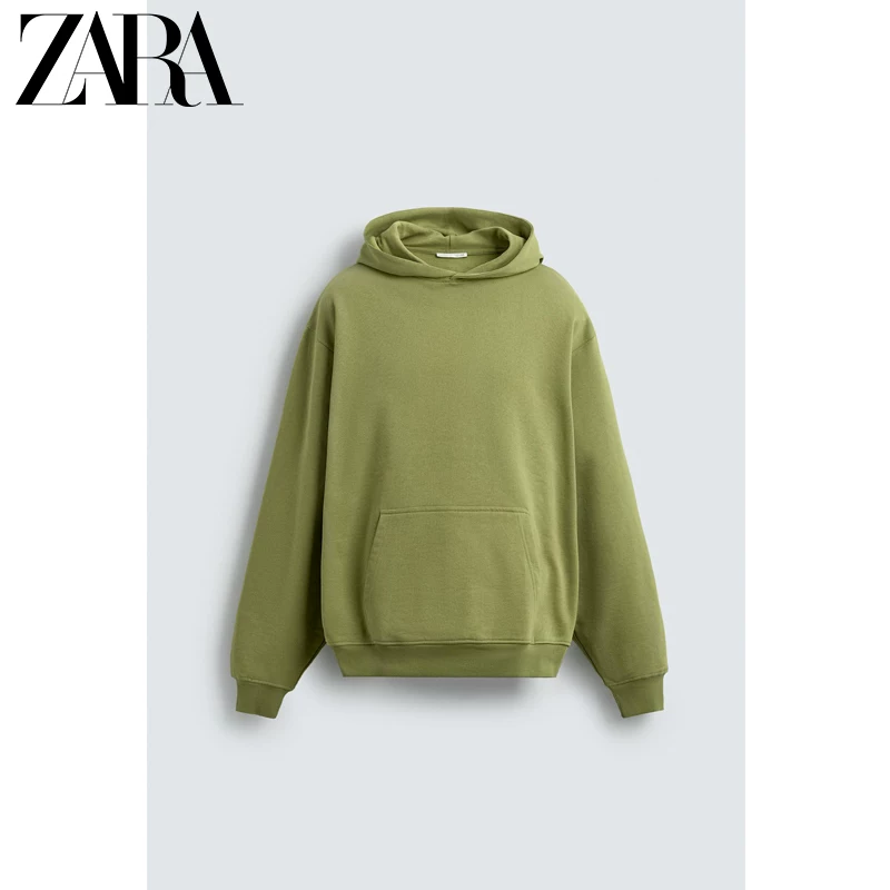 ZARA 2026 весна-лето новые товары мужской хлопковый свободный худи с капюшоном базовый длинный рукав свитшот 0761410 519