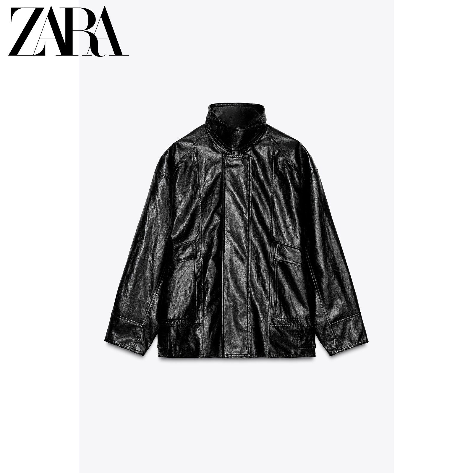 Кожаная куртка zara2026春夏新品 女装 zw系列长袖翻领皮革效果外套 3548049 700