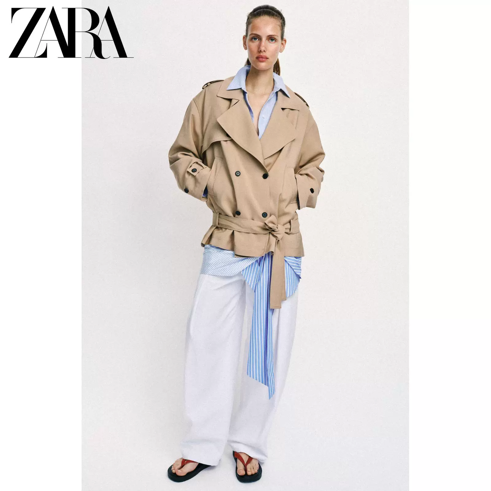 ZARA 2026 весна-лето Новинки женская длинная рукавов плащ переменной пояса куртка 2576530 743