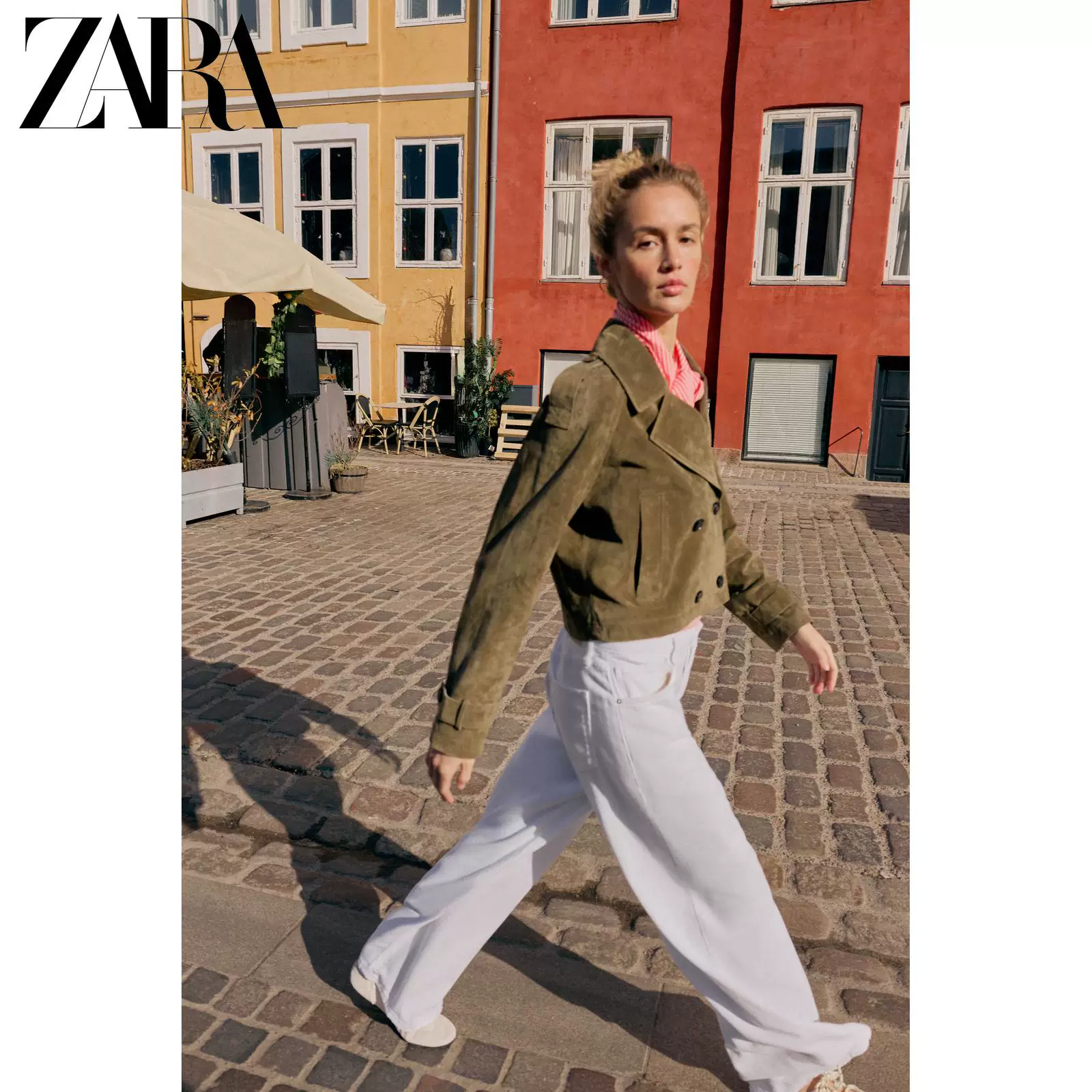 ZARA 2026 весна-лето новые товары Женское длинное рукав, лацк, чистая кожа, короткий двубортный ветровка 3046065 507