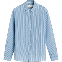 ZARAOrigins] Mens loose cotton silk thin striped lapel long-sleeved shirt 5679287 105