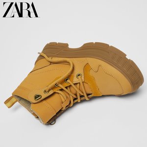 ZARA [折扣季] 儿童鞋男童 深黄色牛皮革短靴子 14100730124