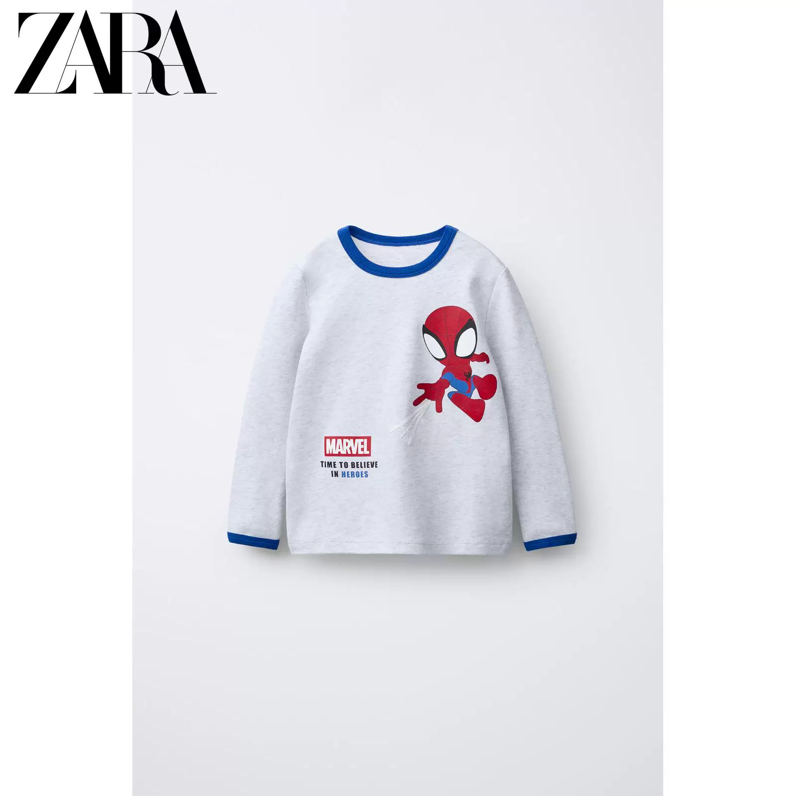 ZARA 2025 зимний новый товар, набор пижамы-футболки для мальчика-без пальто Marvel Spider-Man, 8501533 803