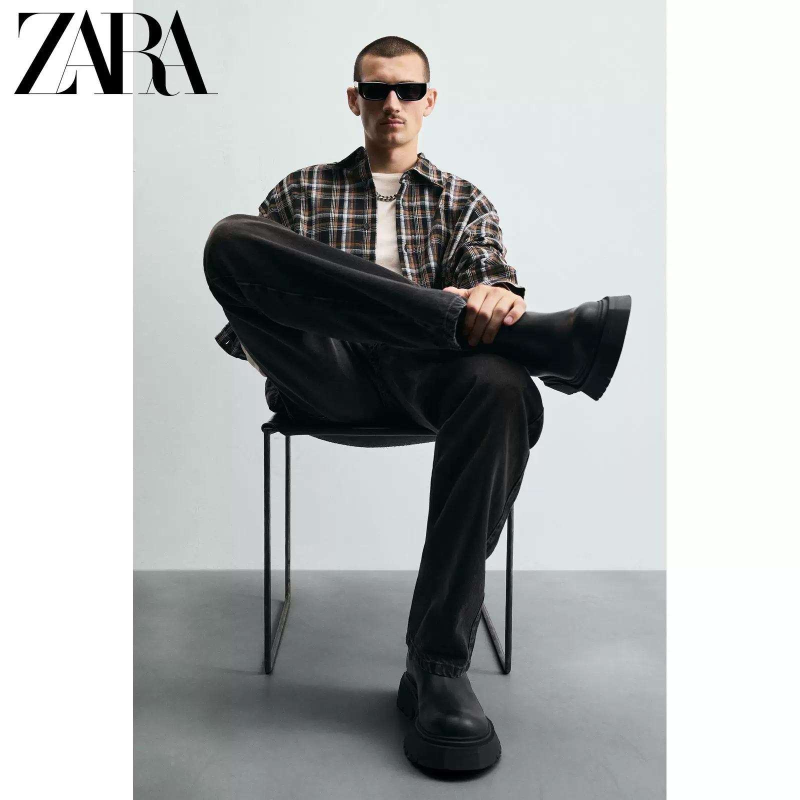 ZARA специальное предложение Мужские туфли Черные кожаные носок круглый мыж ботинки Chelsea 2008620 800