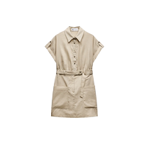 ZARA 2024 new autumn products womens short-sleeved lapel slim-fitting dress 0387062 721