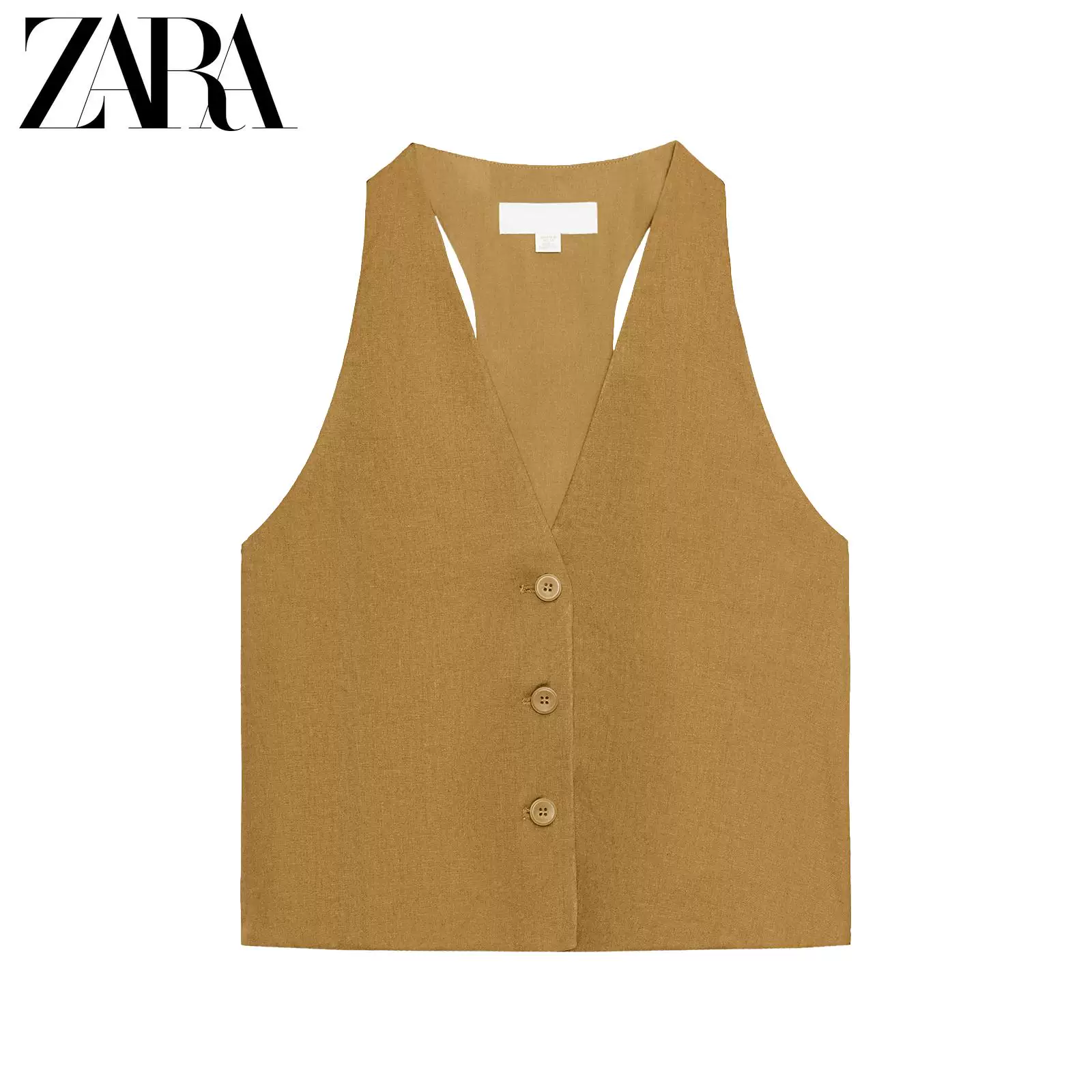 ZARA Специальное предложение TRF женский жилет без рукавов рисовой ткани с V-вырезом с поясом 5427708 703