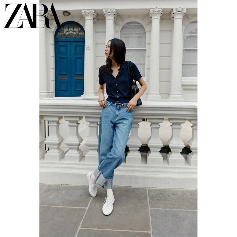 Zara2026 New Autumn Products Women's Short-Sleeved Polo Collar Knitted Cardigan Jacket 0244103 401