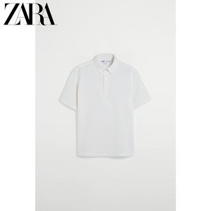 ZARA 夏季新款男装 直筒全棉 纹理 POLO领短袖衬衫 07545290251