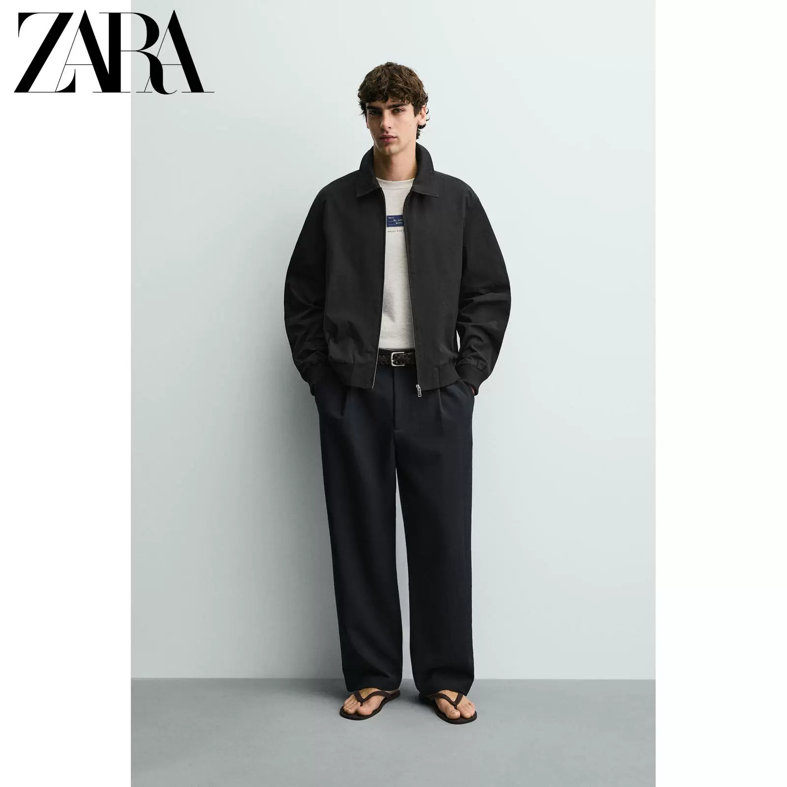 ZARA 2026 весна-лето новые товары мужская гидрофобная куртка на молнии из технической ткани 3918200 800
